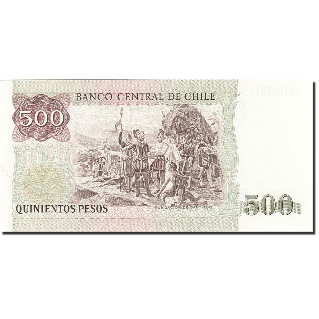 Chile, 500 Pesos, 1975-1989, KM:153d, 1992, UNC(65-70)
