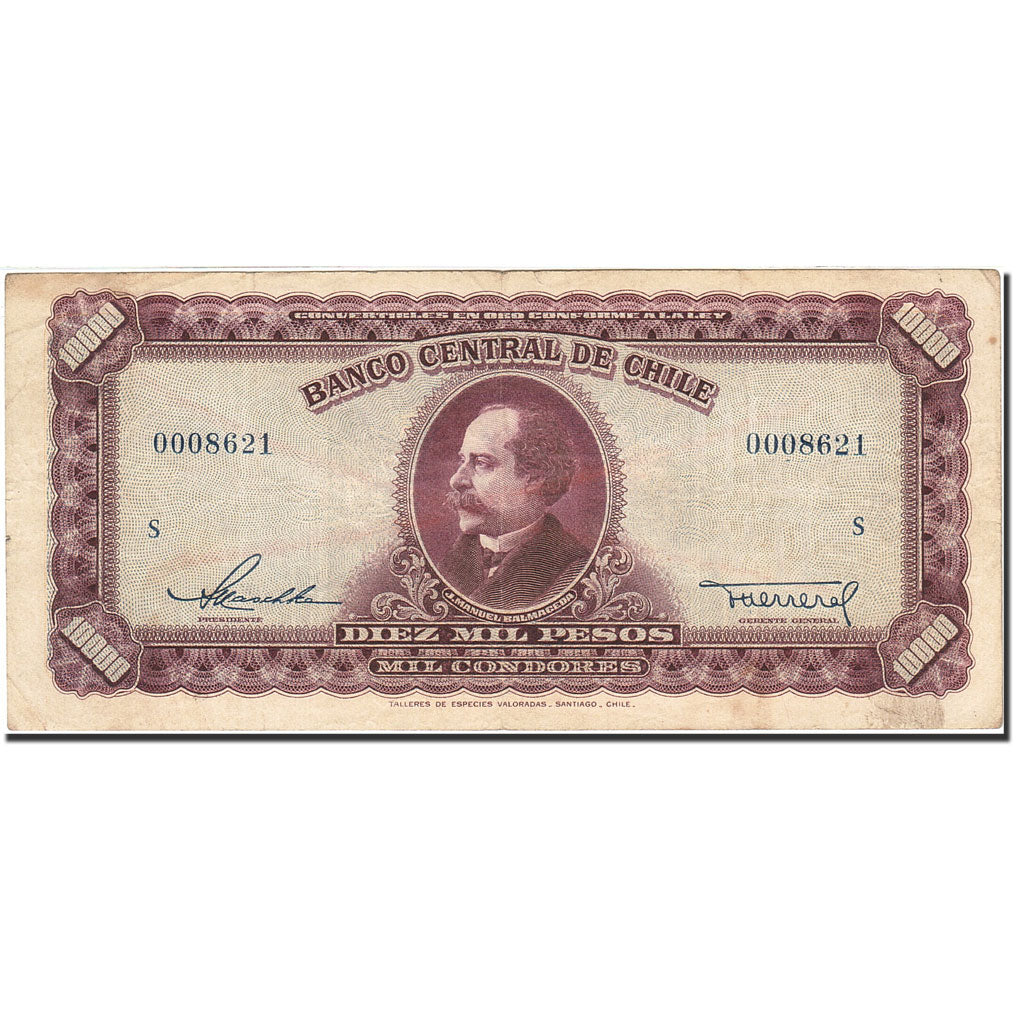 Chile, 10,000 Pesos = 1000 Condores, 1947-1948, KM:118, Undated (1947-1948)