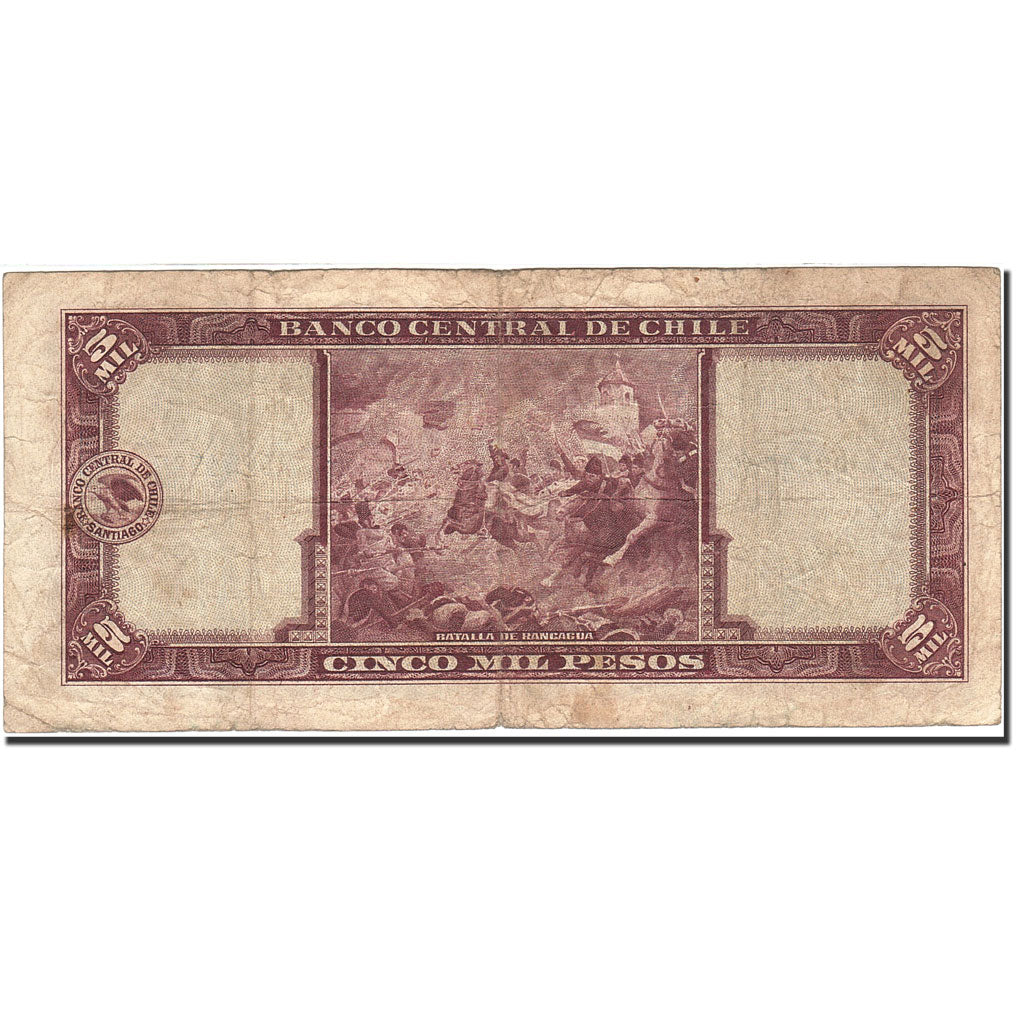 Chile, 5000 Pesos = 500 Condores, 1947-1948, KM:117b, Undated (1947-1959)