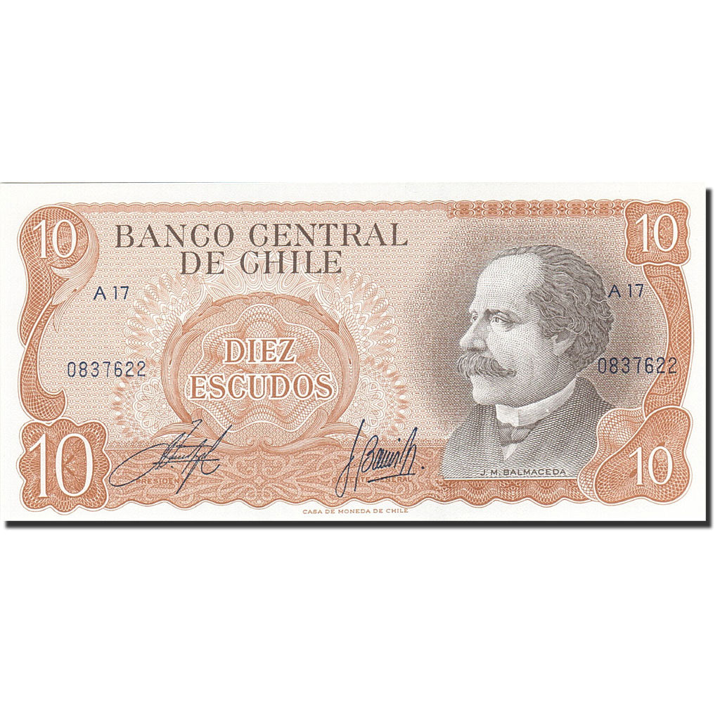 Banknote, Chile, 10 Escudos, 1967-1976, UNdated (1970), KM:142, UNC(65-70)