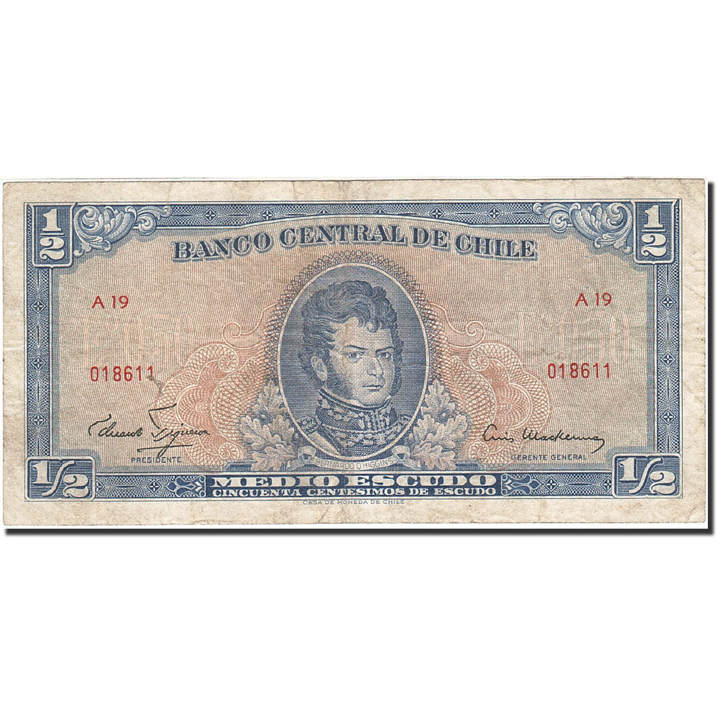 Chile, 1/2 Escudo, 1962-1975, KM:134a, VF(20-25)