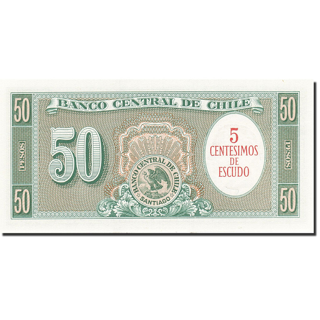 Banknote, Chile, 5 Centesimos on 50 Pesos, 1960, Undated (1960-1961), KM:126b