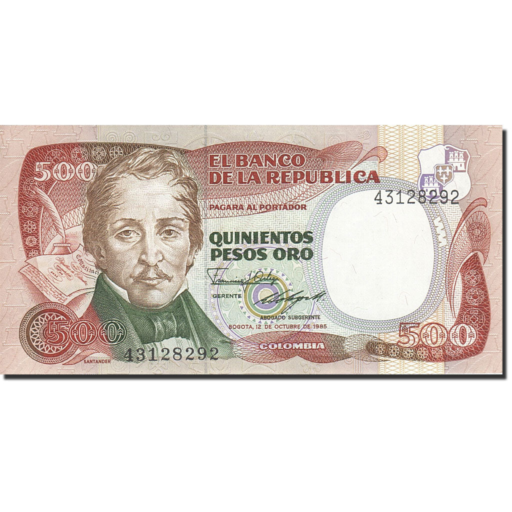 Billete, 500 Pesos Oro, 1980-1982, Colombia, KM:423c, 1985-10-12, UNC