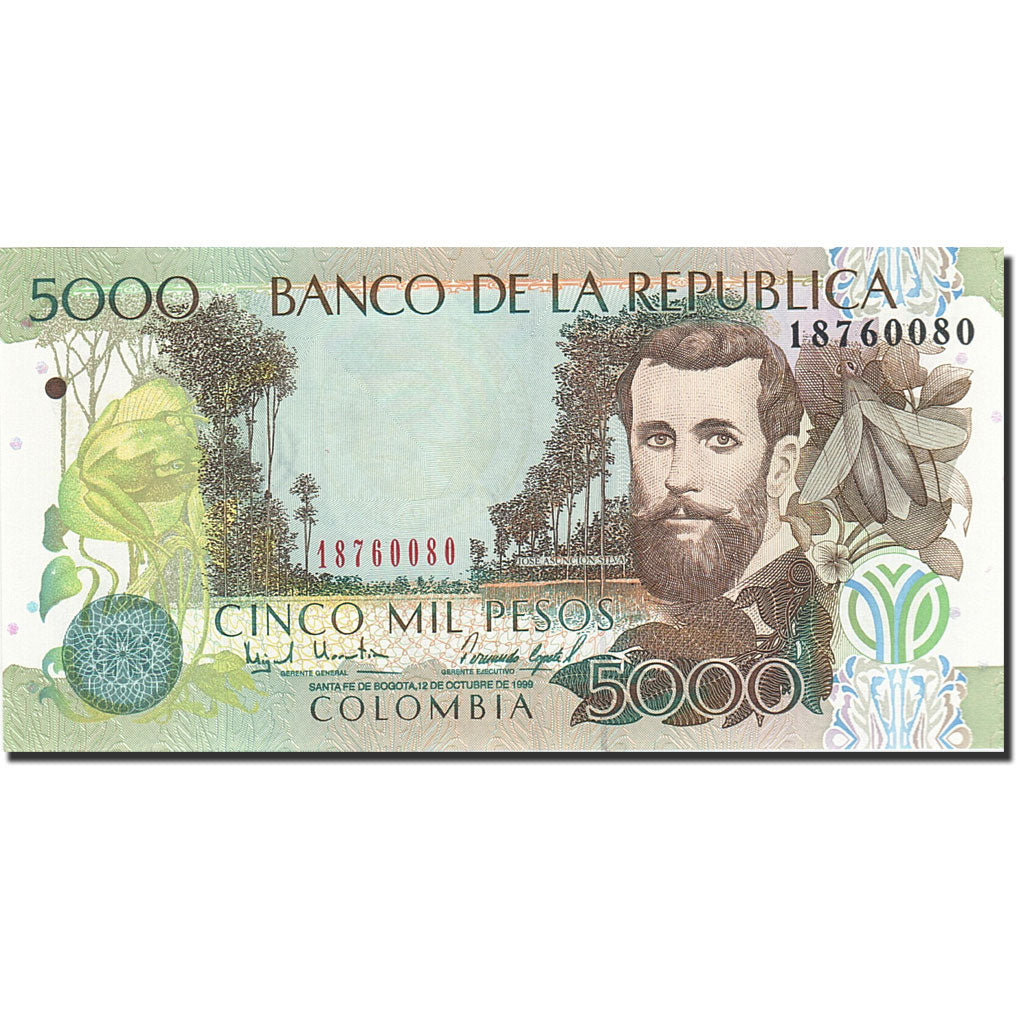 Banknote, Colombia, 5000 Pesos, 2000, 1999-10-12, KM:447d, UNC(65-70)