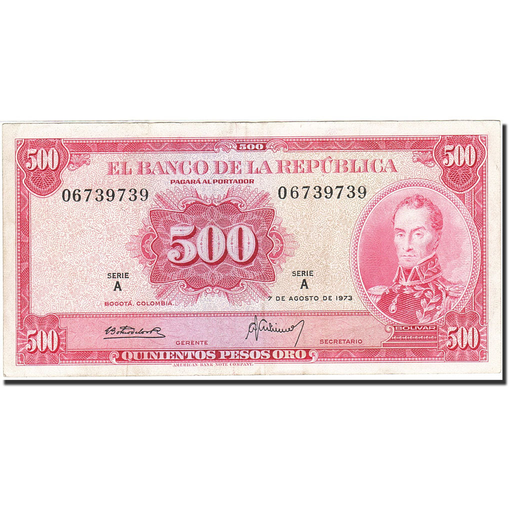 Banknote, Colombia, 500 Pesos Oro, 1972-1973, 1973-08-07, KM:416a, EF(40-45)