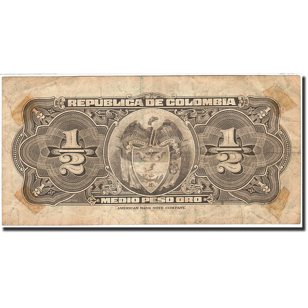 Colombia, 1/2 Peso Oro, 1948-1953, KM:345b, 1948-01-16, MB