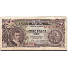 Colombia, 20 Pesos Oro, 1953, KM:401c, 1965-01-02, MB