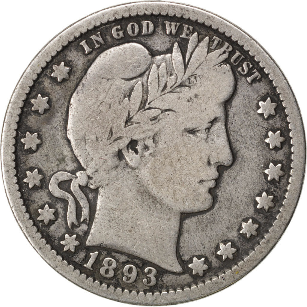 UNITED STATES, Barber Quarter, Quarter, 1893, U.S. Mint, KM #114, VF(20-25),...
