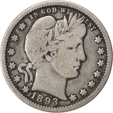 UNITED STATES, Barber Quarter, Quarter, 1893, U.S. Mint, KM #114, VF(20-25),...