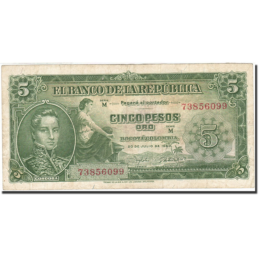 Kolumbien, 5 Pesos Oro, 1959-1960, 1960-07-20, KM:405, S