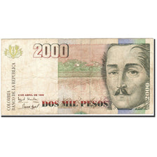 Billete, 2000 Pesos, 2000, Colombia, KM:445e, 1999-04-09, BC