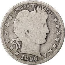 UNITED STATES, Barber Quarter, Quarter, 1896, U.S. Mint, KM #114, VG(8-10),...