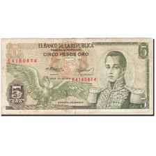 Colombia, 5 Pesos Oro, 1961-1964, KM:406e, 1975-07-20, VF(20-25)