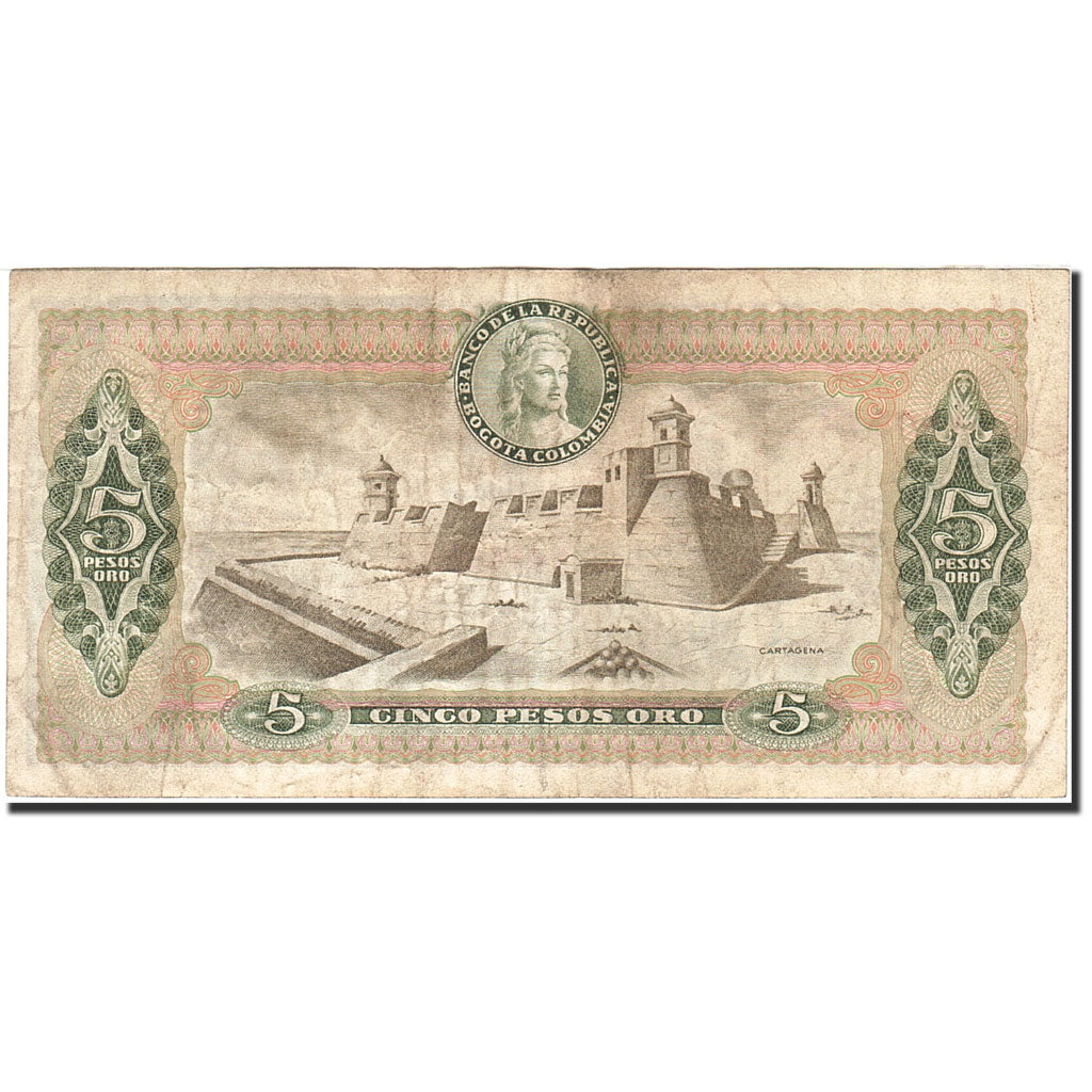 Colombia, 5 Pesos Oro, 1961-1964, KM:406e, 1975-07-20, VF(20-25)
