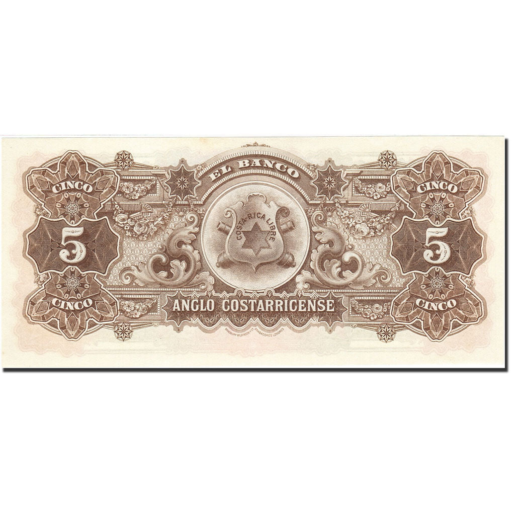 Banknote, Costa Rica, 5 Colones, 1900, 1903-01-01, KM:S122r, AU(55-58)