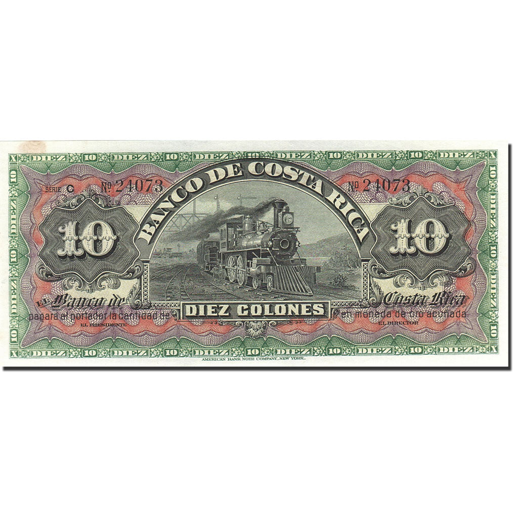 Banknote, Costa Rica, 10 Colones, 1901, 1901-1908, KM:S174r, UNC(63)
