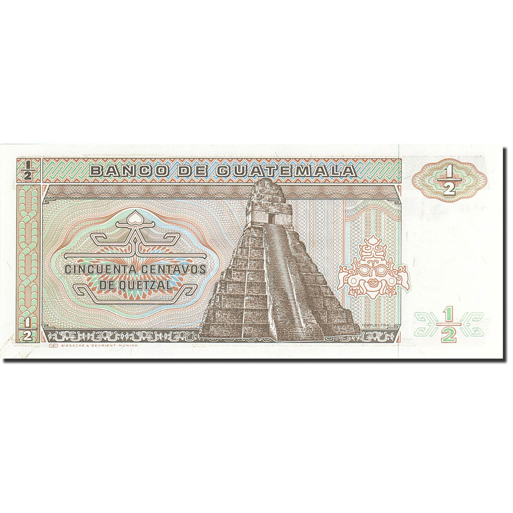 Banknote, Guatemala, 1/2 Quetzal, 1983, 1986-01-03, KM:65, UNC(65-70)