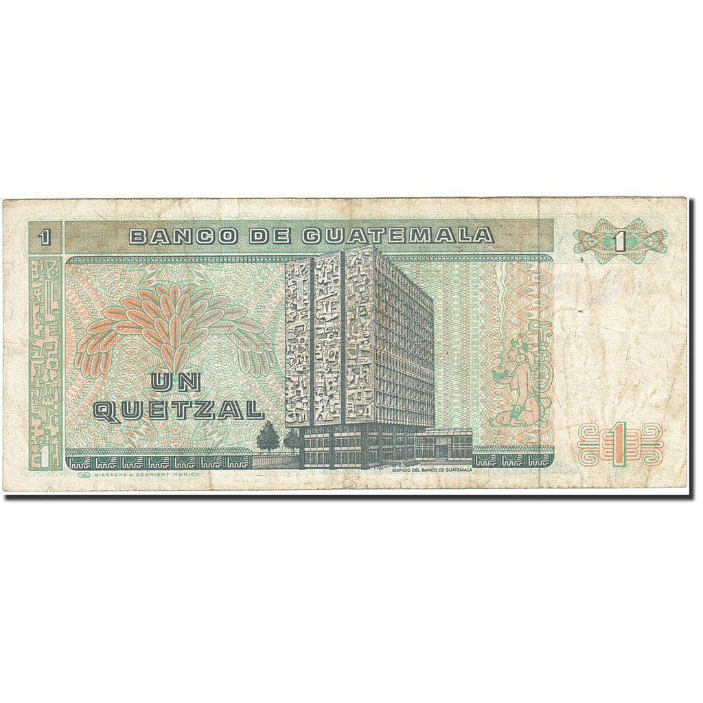 Banknote, Guatemala, 1 Quetzal, 1983, 1988-01-06, KM:66, VF(20-25)