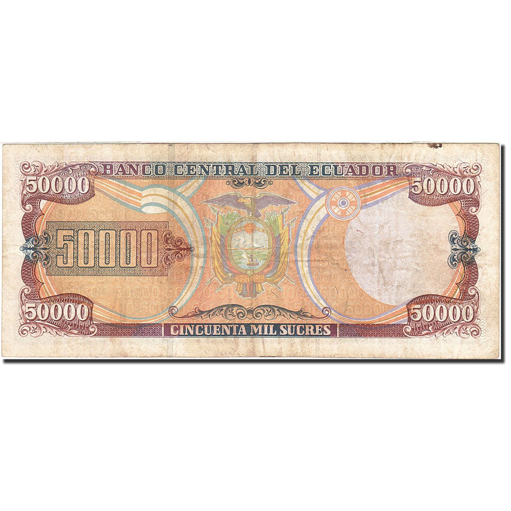 Ecuador, 50,000 Sucres, 1991-1995, KM:130a, 1997-06-21, VF(20-25)