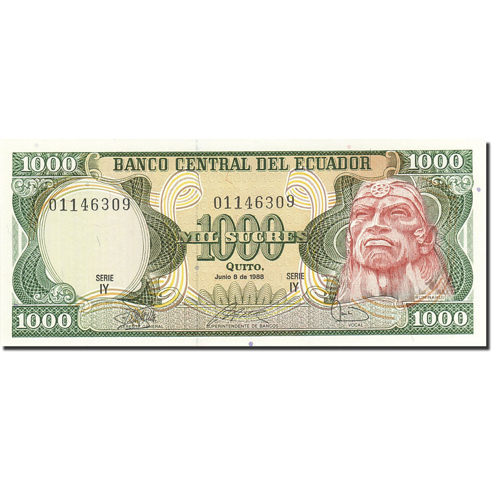Banknote, Ecuador, 1000 Sucres, 1984-1988, 1988-06-08, KM:125b, UNC(65-70)
