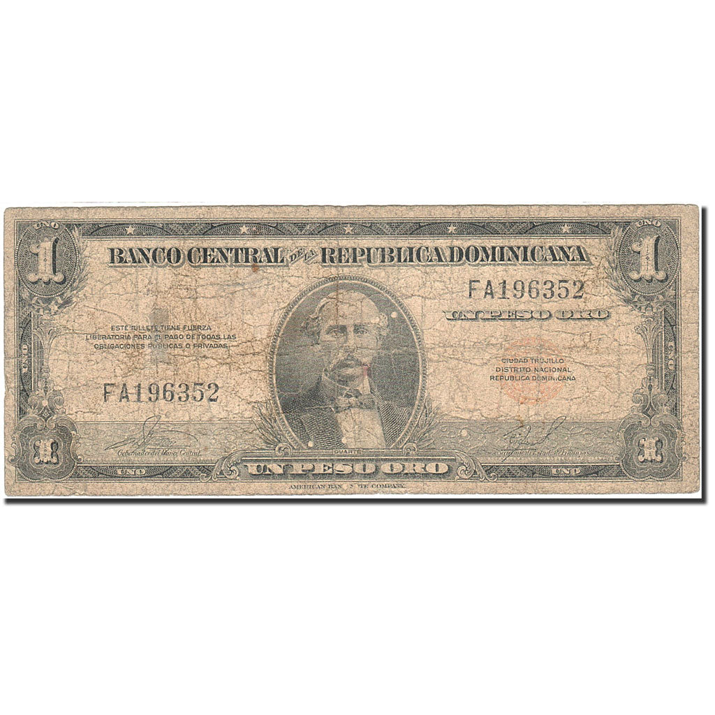 Dominican Republic, 1 Peso Oro, 1962, KM:91a, Undated (1962-1963), VG(8-10)