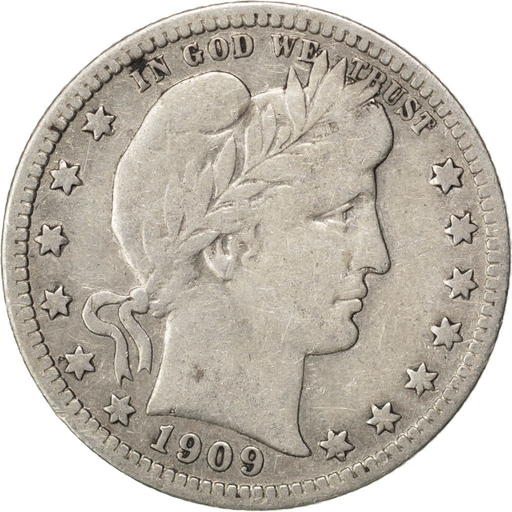 Stati Uniti, Barber Quarter, Quarter, 1909, U.S. Mint, Denver, MB+, Argento,...