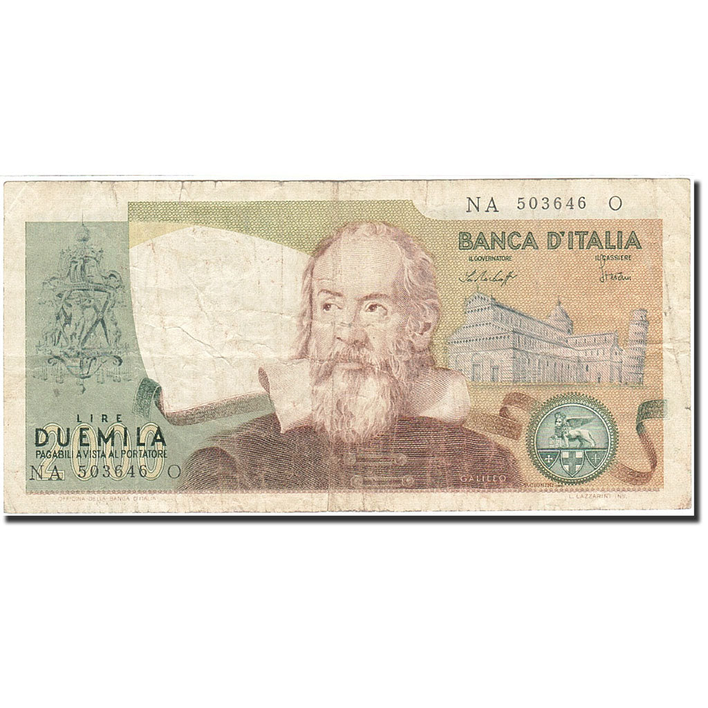 Italy, 2000 Lire, 1973-1974, KM:103b, 1976-10-22, VF(20-25)