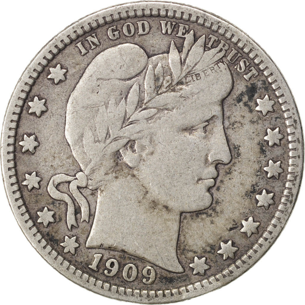 Etats-Unis, Barber Quarter Dollar 1909 Denver, KM 114