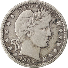 Etats-Unis, Barber Quarter Dollar 1909 Denver, KM 114
