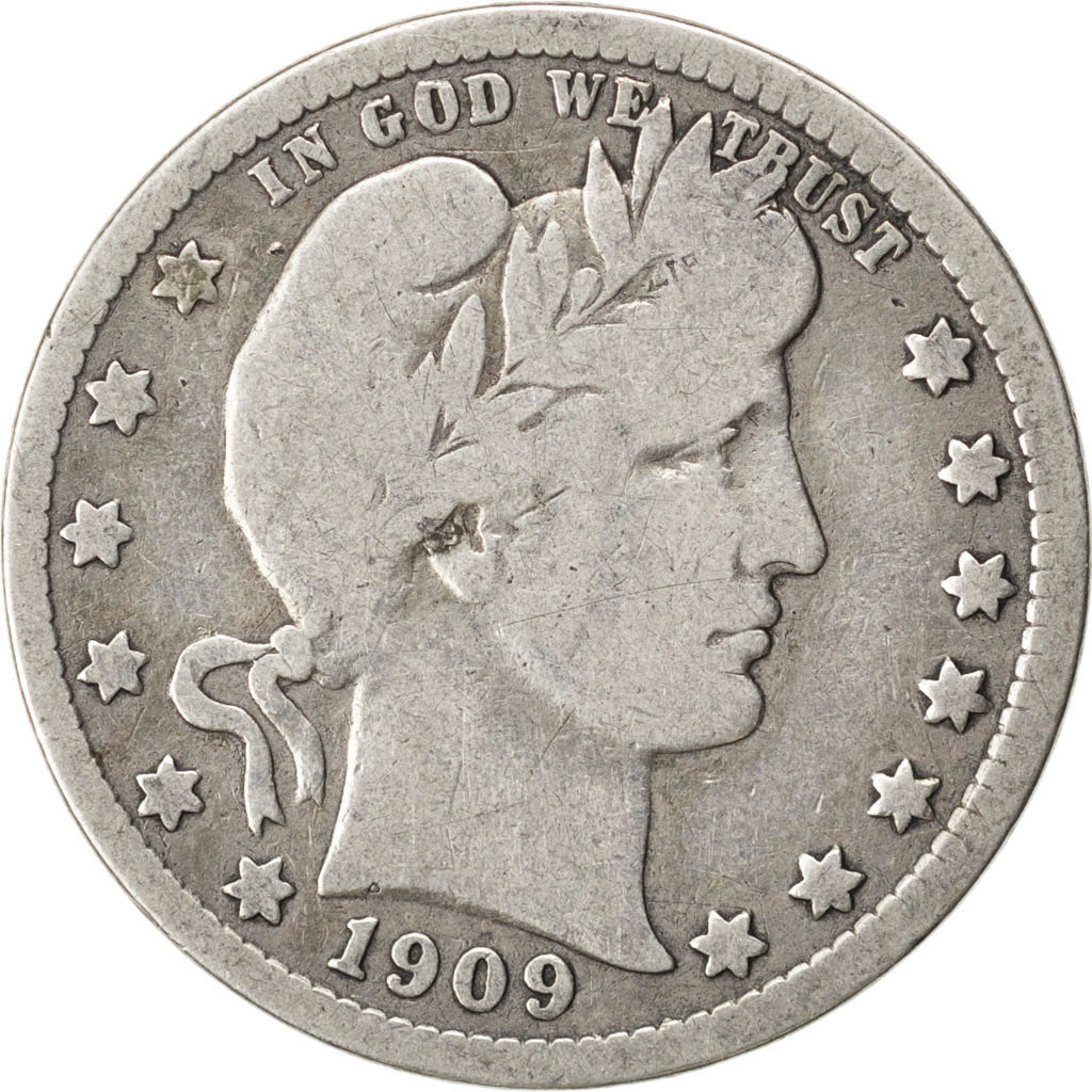 UNITED STATES, Barber Quarter, Quarter, 1909, U.S. Mint, KM #114, VF(20-25),...