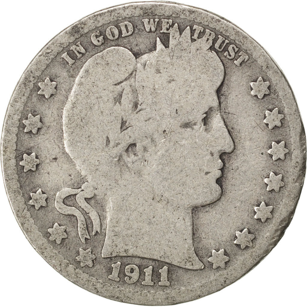 UNITED STATES, Barber Quarter, Quarter, 1911, U.S. Mint, KM #114, F(12-15),...