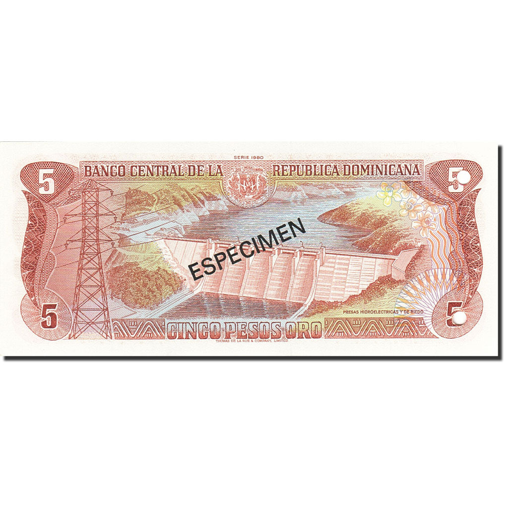 Banknote, Dominican Republic, 5 Pesos Oro, 1977-1980, 1980, KM:118s1, UNC(63)