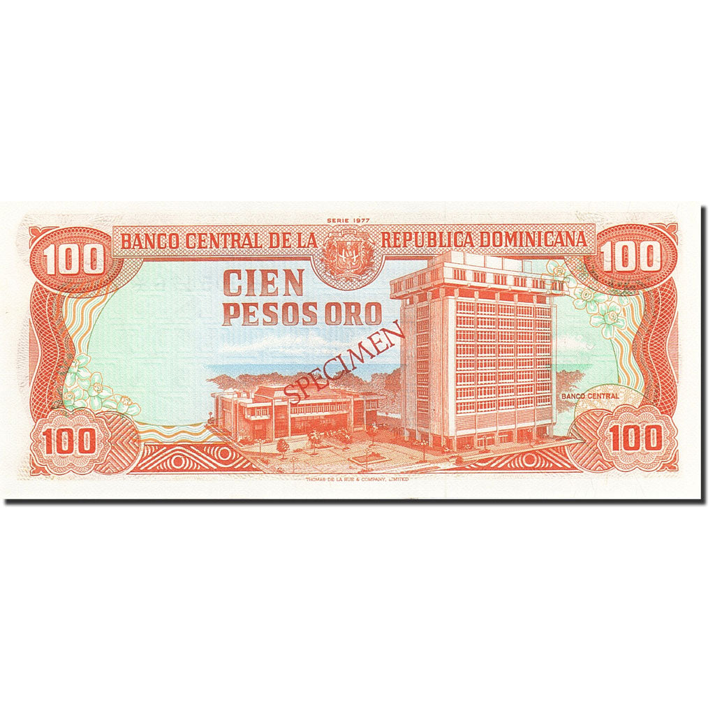 Billete, 100 Pesos Oro, 1977-1980, República Dominicana, KM:122s1, 1977, UNC