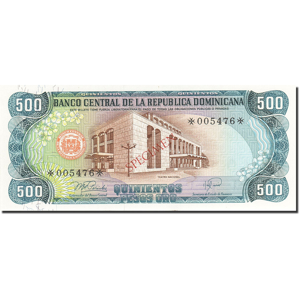 Dominican Republic, 500 Pesos Oro, 1977-1980, SPECIMEN, KM:123s1, 1978, UNC(63)
