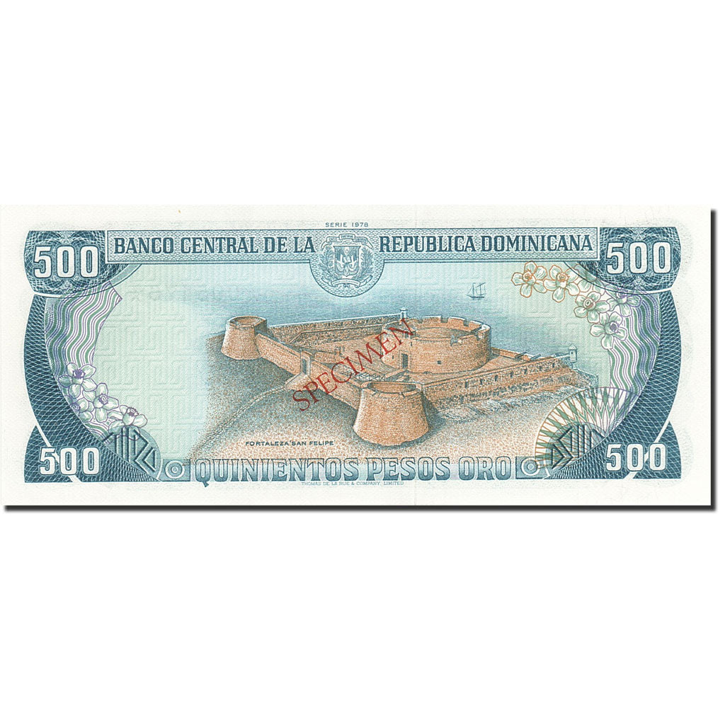 Dominican Republic, 500 Pesos Oro, 1977-1980, SPECIMEN, KM:123s1, 1978, UNC(63)