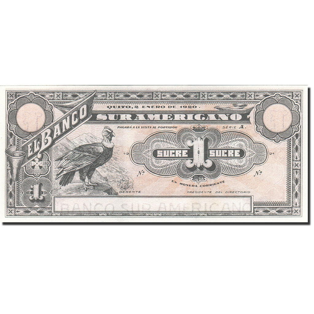 Banknote, Ecuador, 1 Sucre, 1920, 1920-01-02, KM:S251a, UNC(65-70)