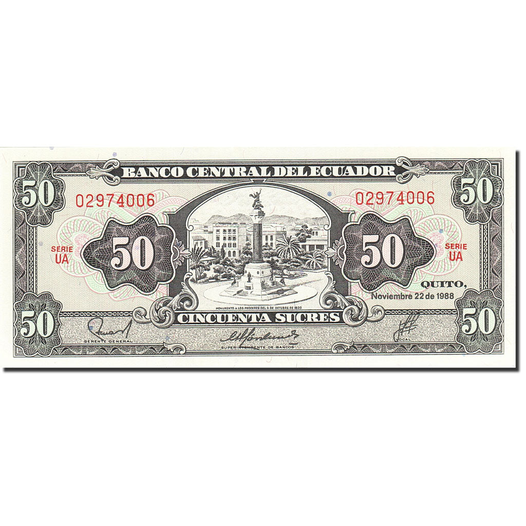Banknote, Ecuador, 50 Sucres, 1984-1988, 1988-11-22, KM:122a, UNC(64)