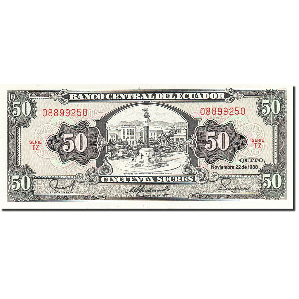 Banknote, Ecuador, 50 Sucres, 1984-1988, 1988-11-22, KM:122a, UNC(63)