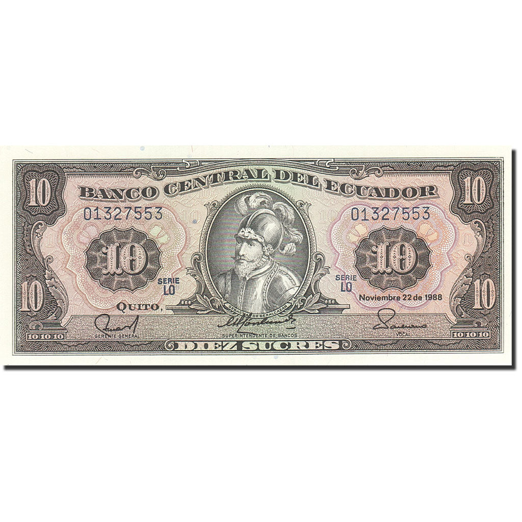 Billet, Équateur, 10 Sucres, 1984-1988, 1988-11-22, KM:121, NEUF