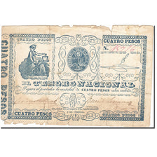 Paraguay, 4 Pesos, 1861, Undated (1861), KM:15, VG(8-10)