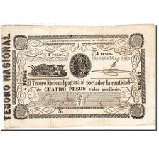 Billet, Paraguay, 4 Pesos, 1862, Undated (1862), KM:16, TB