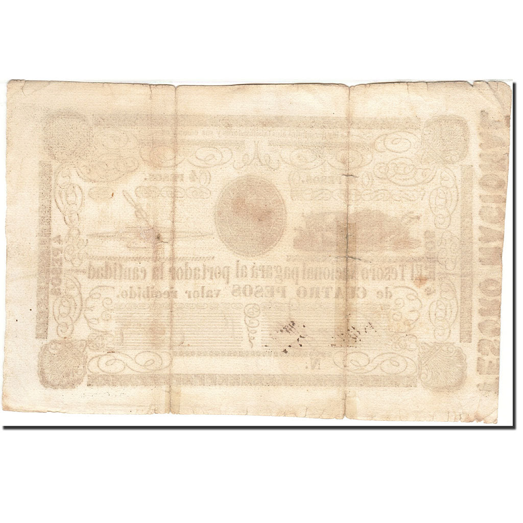 Banknote, Paraguay, 4 Pesos, 1862, Undated (1862), KM:16, VF(20-25)