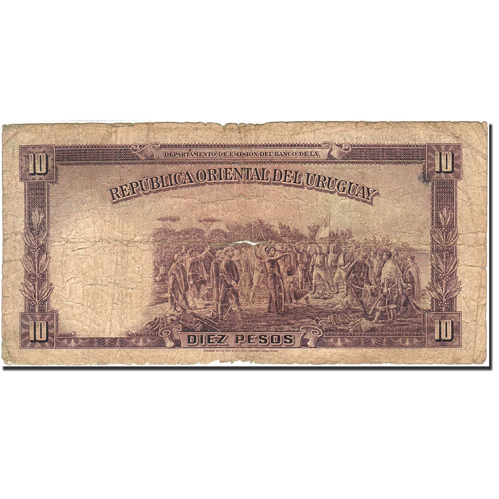 Uruguay, 10 Pesos, 1935, KM:30b, 1935-08-14, VG(8-10)