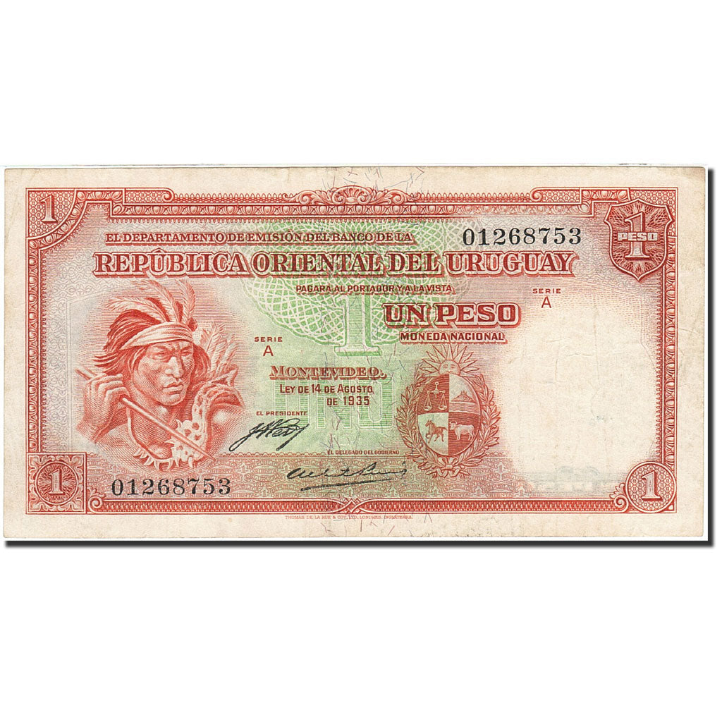 Banknote, Uruguay, 1 Peso, 1935, 1935-08-14, KM:28a, EF(40-45)