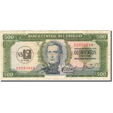 Banknote, Uruguay, 0.50 Nuevo Peso on 500 Pesos, 1975, Undated (1975), KM:54