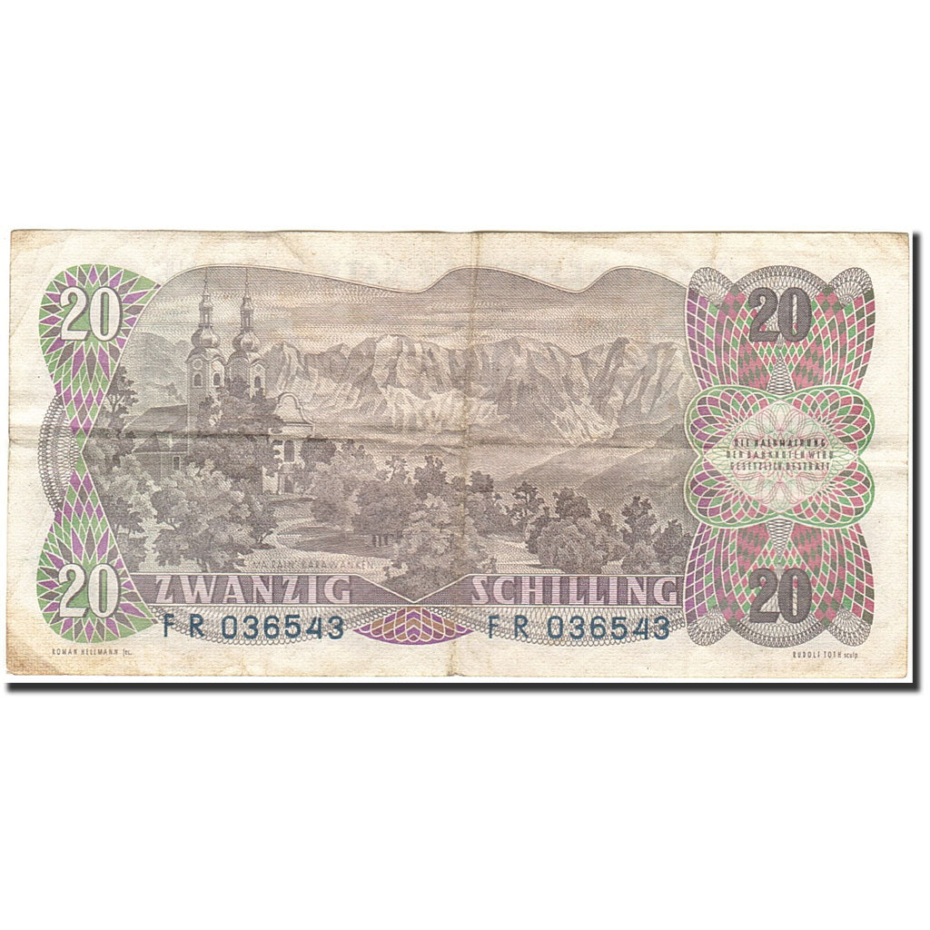 Banknote, Austria, 20 Schilling, 1956-1965, 1956-07-02, KM:136a, VF(20-25)