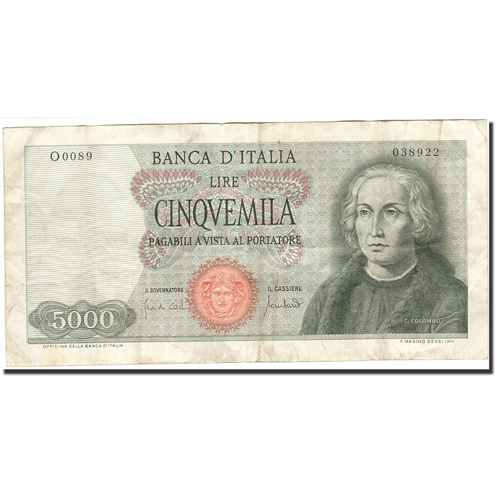 Italy, 5000 Lire, 1964, KM:98c, 1970-01-02, VF(20-25)