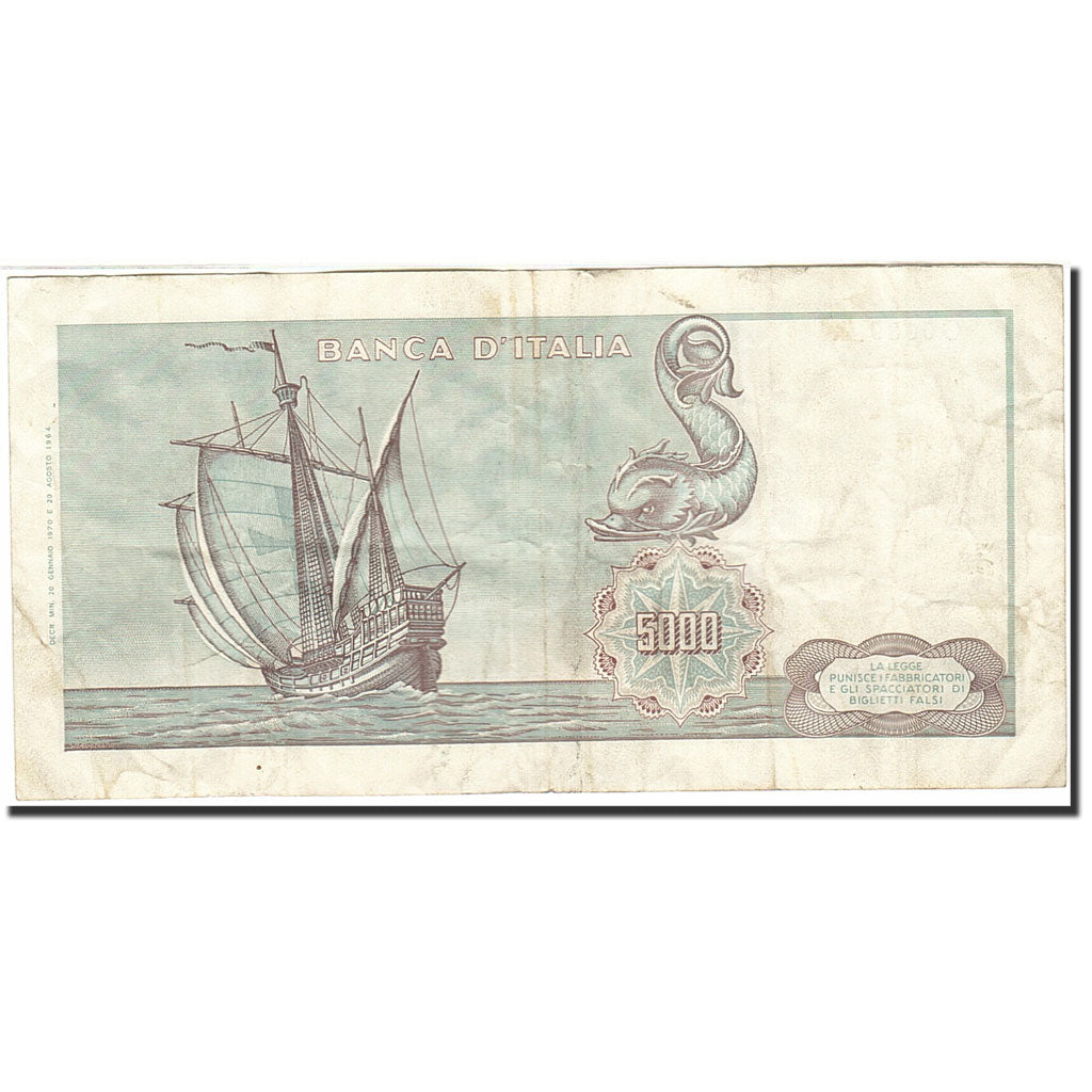 Italy, 5000 Lire, 1964, KM:98c, 1970-01-02, VF(20-25)