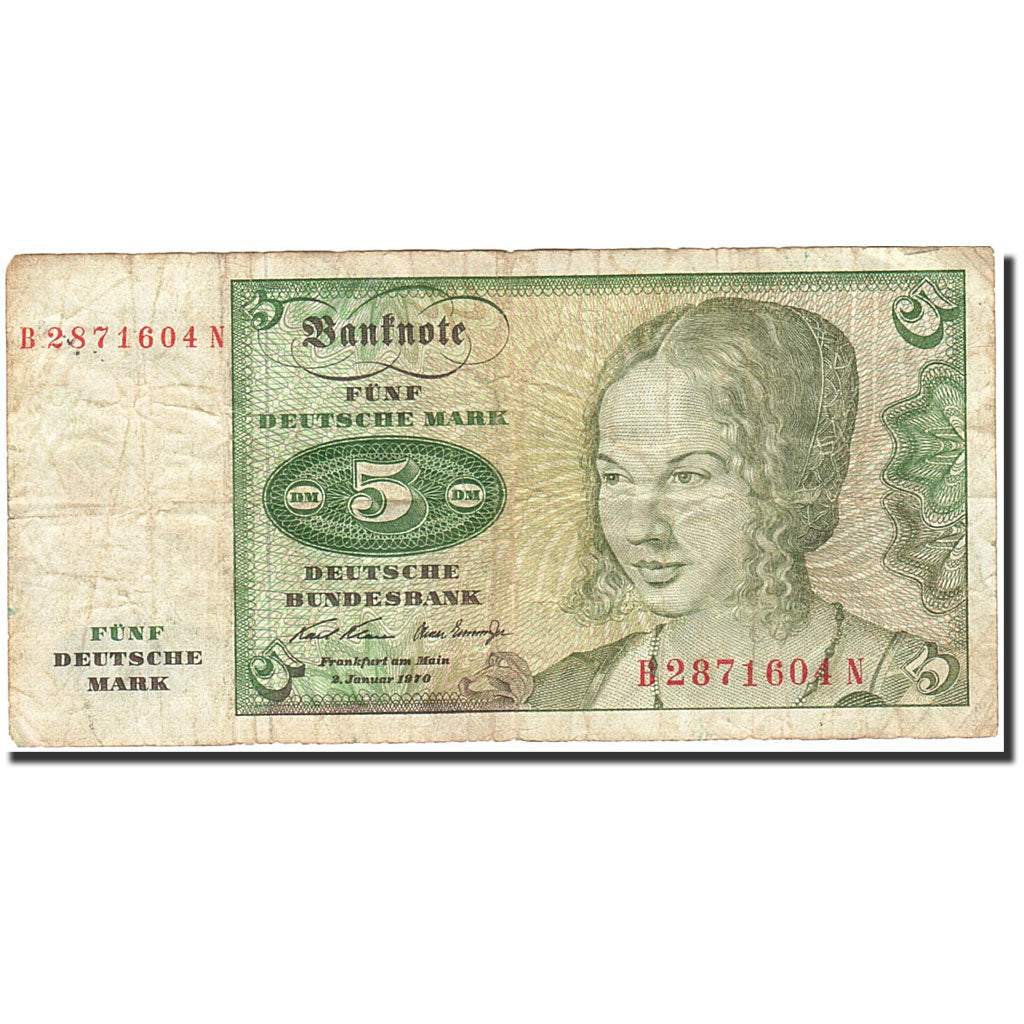Banknote, GERMANY - FEDERAL REPUBLIC, 5 Deutsche Mark, 1970, 1970-01-02, KM:30a