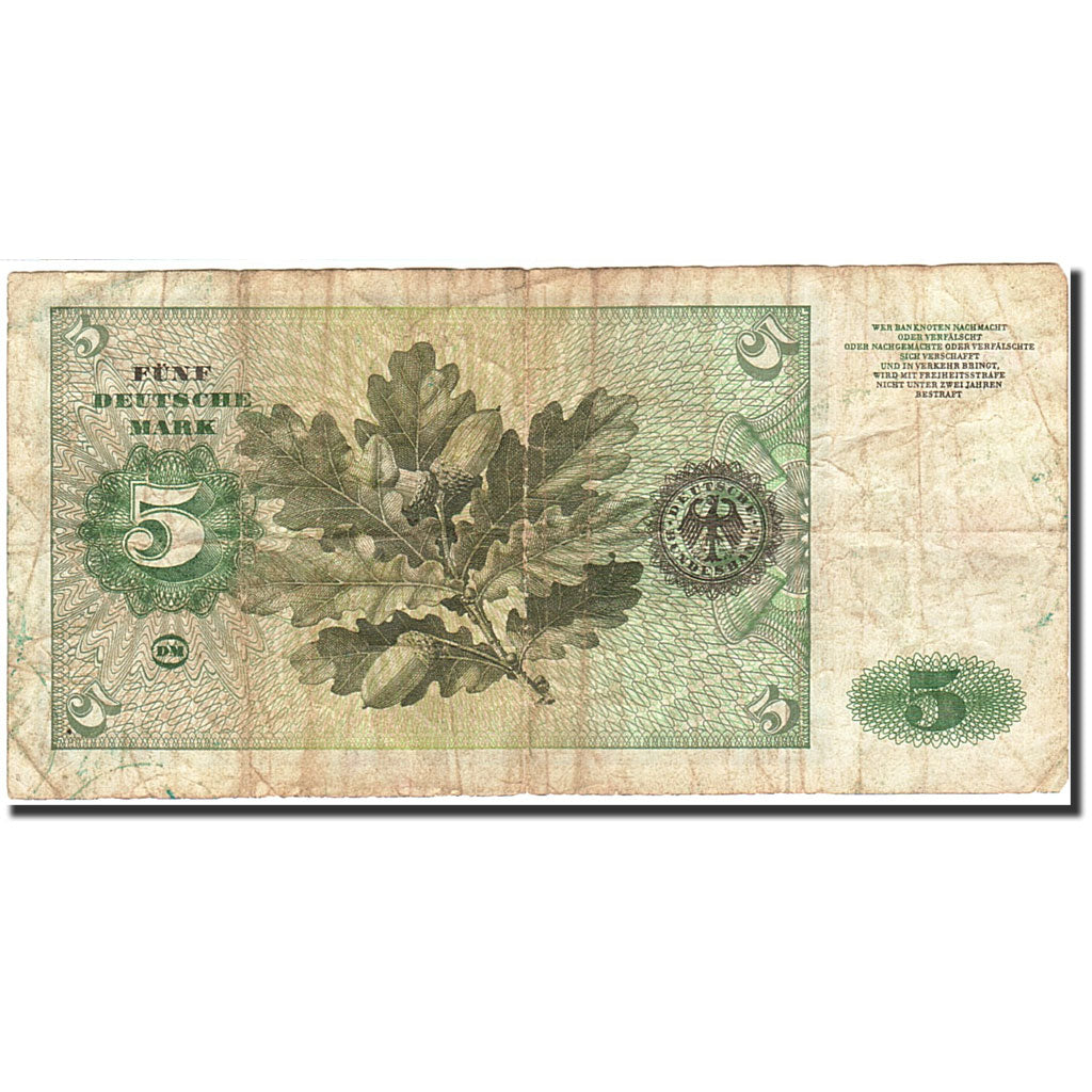 Banknote, GERMANY - FEDERAL REPUBLIC, 5 Deutsche Mark, 1970, 1970-01-02, KM:30a